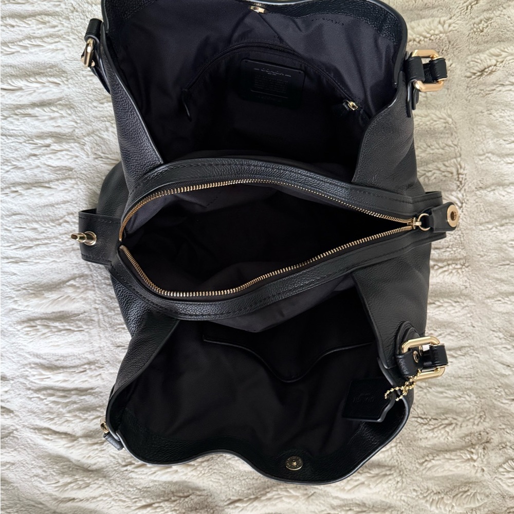 Coach Black Leather Shoulder Bag with Gold Accents - Picture 8 of 9